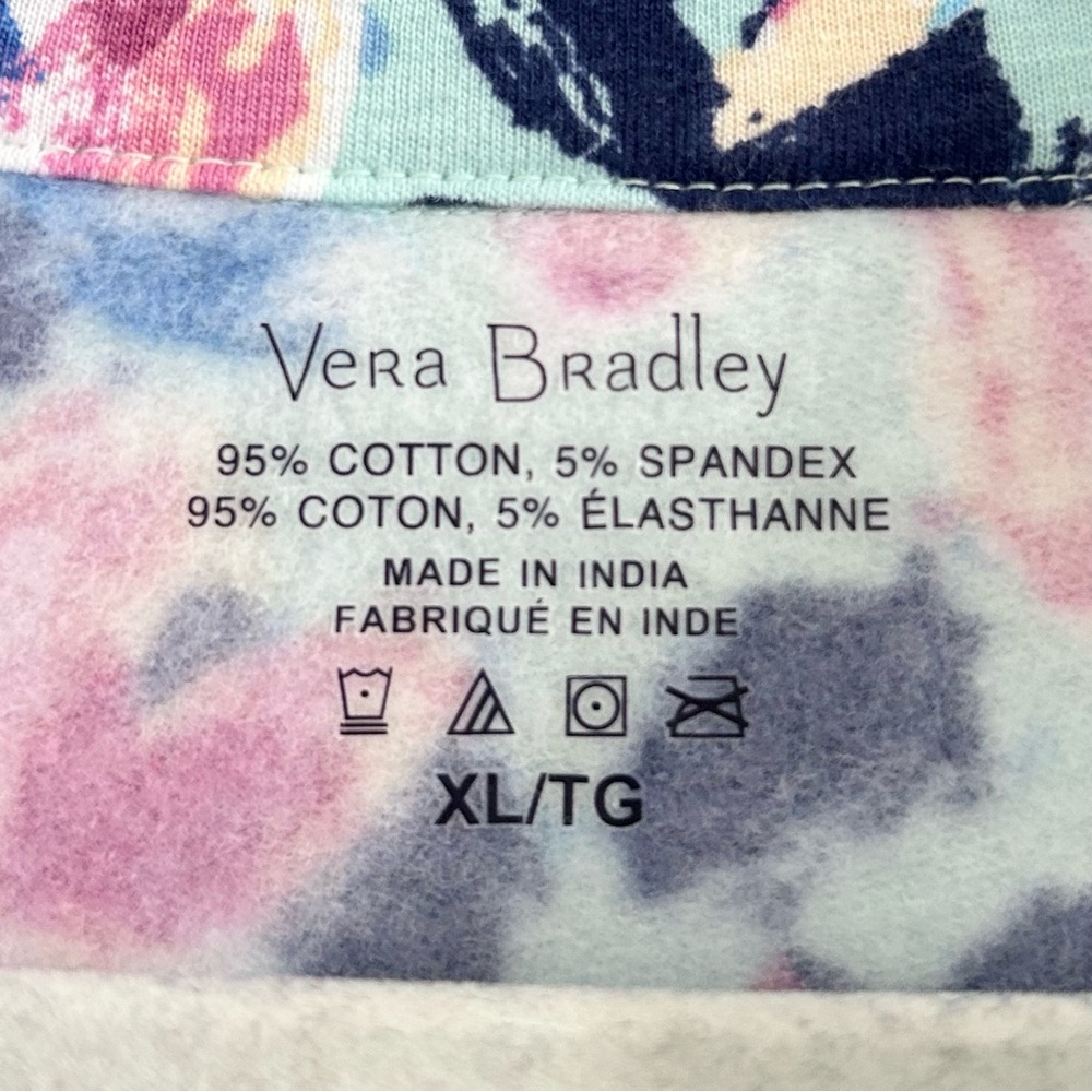 Vera Bradley French Terry Quarter-Zip Pullover in Blue and Pink Floral - X-Large - Picture 4 of 11